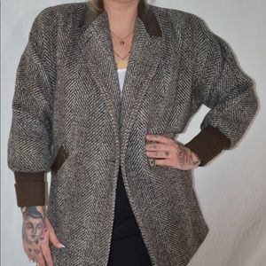 Vintage wool and leather coat